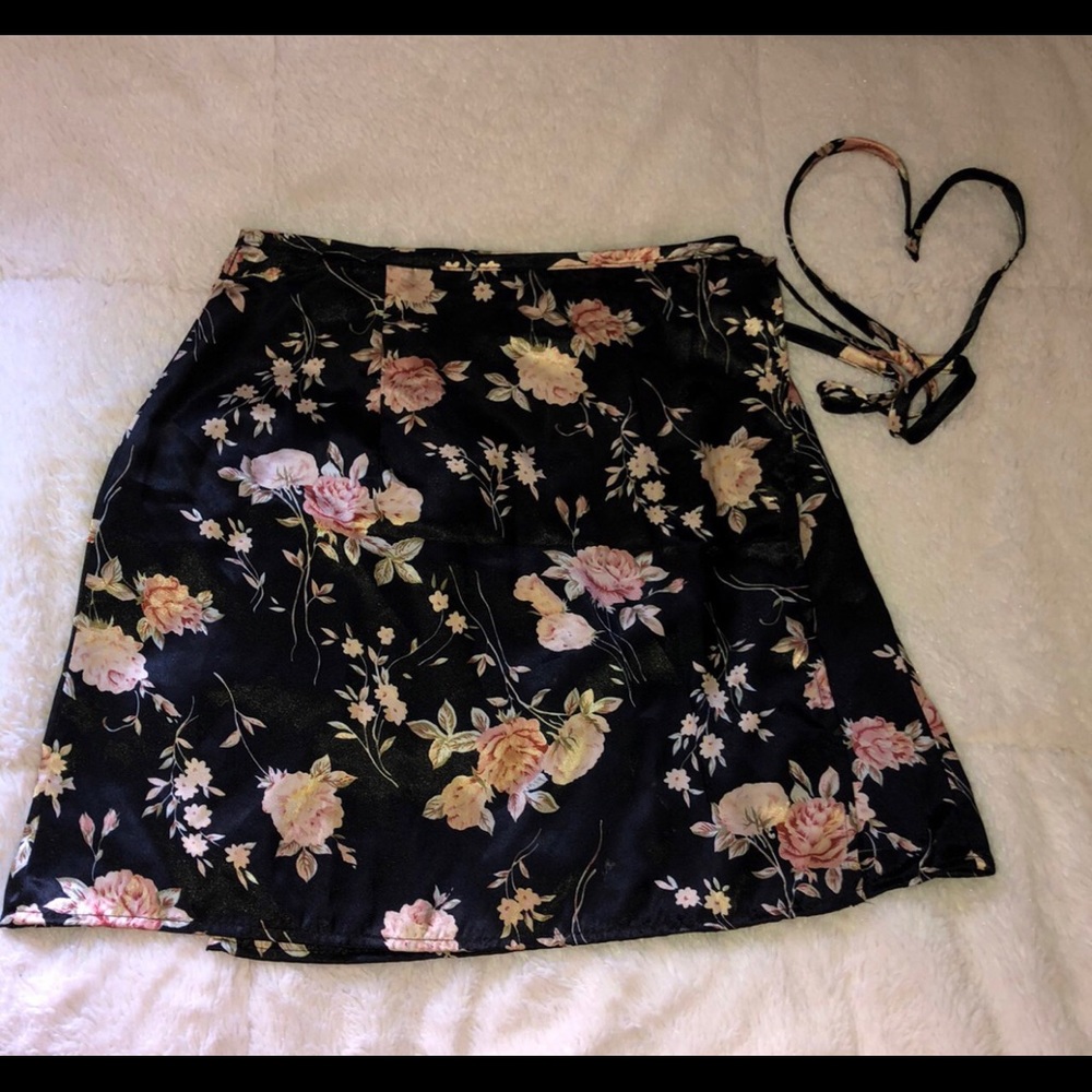 Silky side wrap skirt